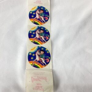 Vintage Lisa Frank 1982 Betty Boop Unicorn Rainbow Sticker lot of 3 Circle